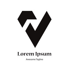 v letter black modern logo design icon