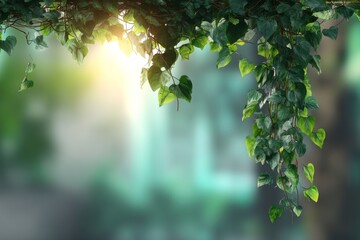 Obraz premium The characteristics of a green leaf in a garden during summer include its use as a natural background for spring, covering pages with greenery, and promoting ecology through wallpaper