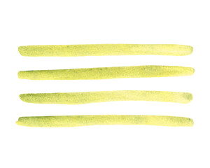 Light green yellow Horizontal Brush Strokes, Lines. Watercolor Hand drawn Stripes illustration isolated. Design element, texture or background.