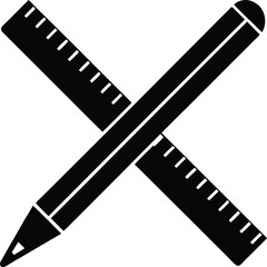 vector ruler and pencil crossed on white background
