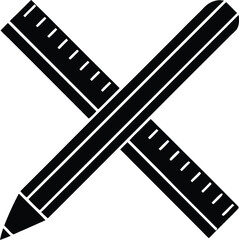 vector ruler and pencil crossed on white backgroun.eps