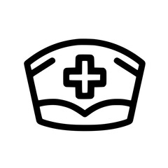 Obraz premium Nurse Cap Icon – Minimal Black Clipart Symbol for Medical, Hospital, and Healthcare Design
