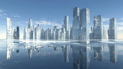 Fototapeta premium Futuristic cityscape reflection
