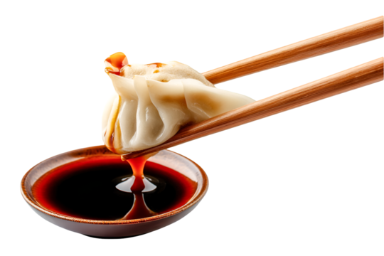 Delicious Dumpling Dipped in Soy Sauce Appetising Asian Cuisine
