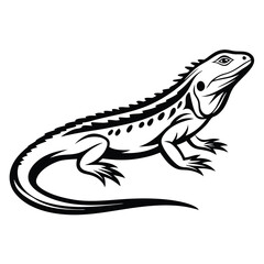 Detailed Monochrome Lizard Illustration, Reptile Icon, Wildlife Outline, Scaled Creature