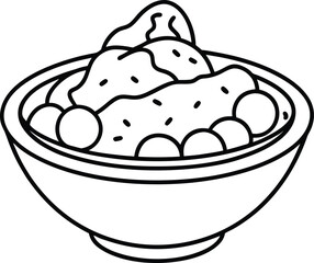 Line Art of a Food Bowl with Seeds – Black and White Illustration