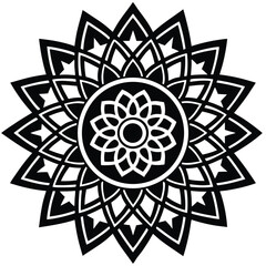 black and white geometric mandala, intricate repeating patterns, symmetrical design, abstract, minimalist, clean lines, high contrast, digital art
