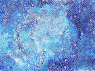 Abstract Blue Mosaic Background with Wavy Texture