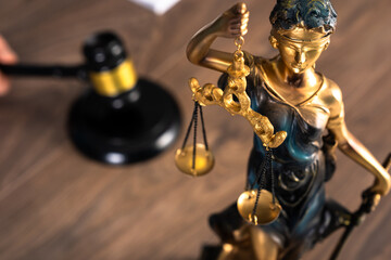 Courtroom Trial with Gavel and Scales