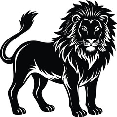 Majestic Lion Silhouette, Wildcat Illustration, Feline Animal, Wildlife Clipart, Isolated
