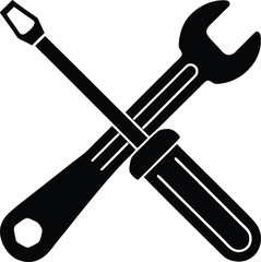 vector tool wrench and screwdriver crossed on background