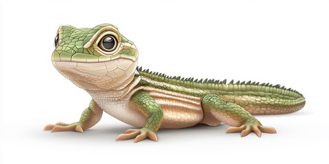 Obraz premium minimalist illustration of stylized lizard, simple vibrant shapes, clean white background