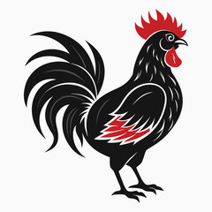 A rooster-silhouette-vector-on-white-background  