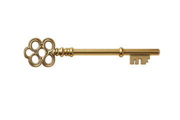 Elegant gold key on marble surrounded by delicate white flowers a symbol of opportunity and new