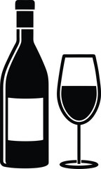 vector wine bottle and glass on white background  .eps