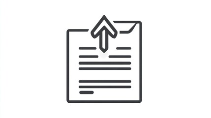 Document Upload Icon with Upward Arrow Minimalist Design for Digital Forms Files and Paperwo