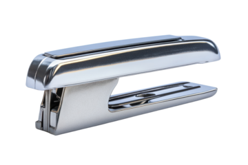 Sleek silver stapler modern design office supplies close up studio shot on white background