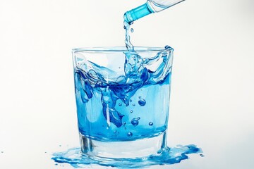 Pouring Fresh Water into Glass - Crystal clear water pouring into a glass, creating dynamic splashes and bubbles. Refreshing and clean