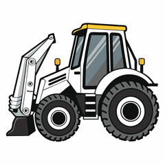 yellow bulldozer isolated on white