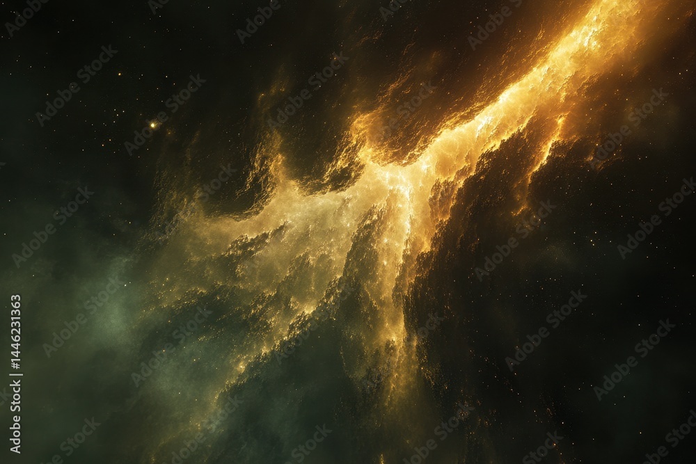 Canvas Prints vibrant nebula with glowing golden features in the depths of space, nebula space animate background 