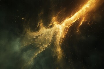 Fototapeta premium Vibrant nebula with glowing golden features in the depths of space, Nebula space animate background conceptUniverse presentation concept