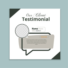 Modern client testimonial or creative customer feedback social media post design,  square web banner template layout design