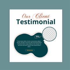 Modern client testimonial or creative customer feedback social media post design,  square web banner template layout design