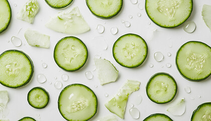 Slices of fresh cucumber isolated on white