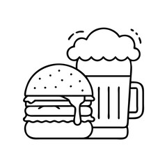 food pairing burger and beer icon, food pairing burger and beer vector illustration-simple illustration of food pairing burger and beer, perfect for food pairing burger and beer logos and icons