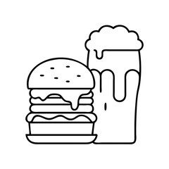 food pairing burger and beer icon, food pairing burger and beer vector illustration-simple illustration of food pairing burger and beer, perfect for food pairing burger and beer logos and icons