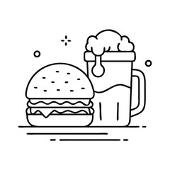 food pairing burger and beer icon, food pairing burger and beer vector illustration-simple illustration of food pairing burger and beer, perfect for food pairing burger and beer logos and icons