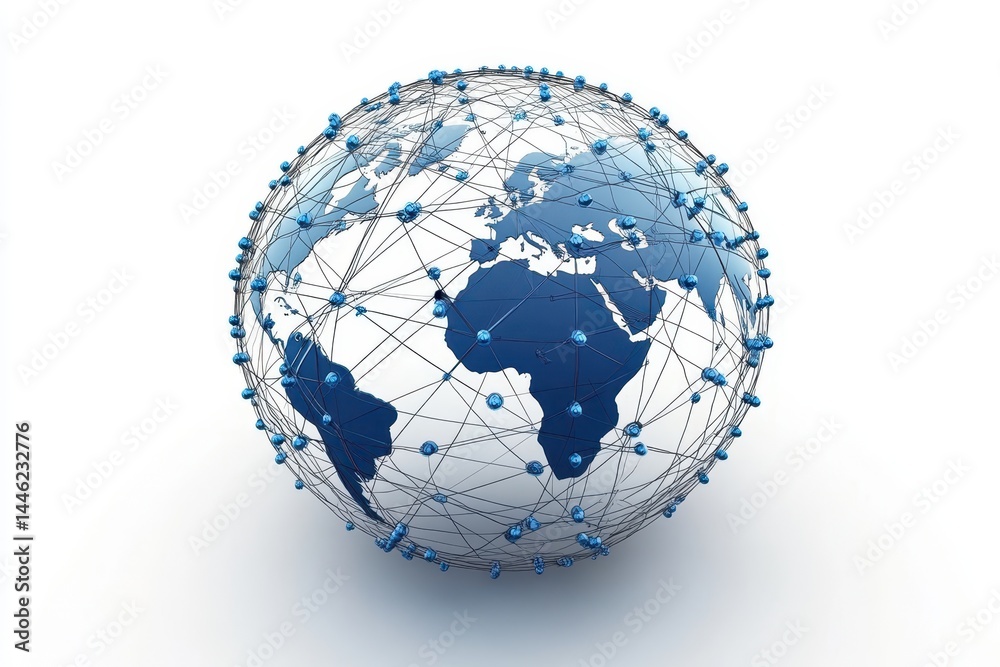 Poster visual representation of global networks and data processing connections in modern technology, netwo
