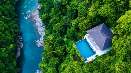 Secluded Jungle Villa with Infinity Pool - Luxury villa nestled in lush rainforest, featuring a private infinity pool overlooking a vibrant river. Tranquil escape