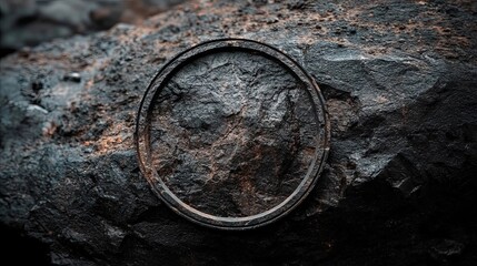Round circle frame carved in stone.