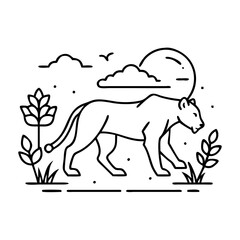 Obraz premium lioness hunting icon, lioness hunting vector illustration-simple illustration of lioness hunting, perfect for lioness hunting logos and icons