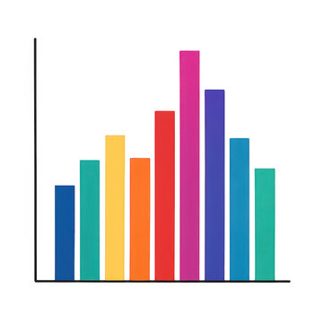 Colorful bar chart showing data and statistics, clearly depicting growth and progress over time intervals.