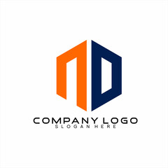 Fototapeta premium Simple modern initials letter ND logo design.