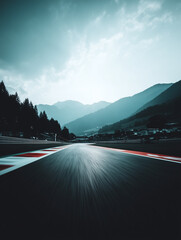 Empty Racing Track at Dusk