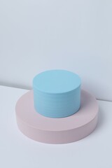 Podiums on a blue background