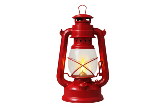 Red kerosene lantern isolated