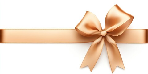 Fototapeta premium Elegant Golden Ribbon Bow on White Background