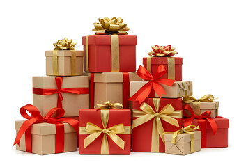 Obraz premium A Stack of Beautifully Wrapped Christmas Gifts Cut Out Transparent Png