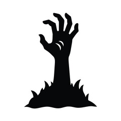 Zombie Hand Silhouette Rising from Ground