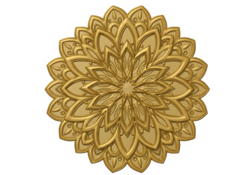 Golden floral ornament on transparent background