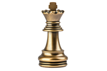Majestic bronze chess queen piece isolated on white elegant powerful symbol of strategy and