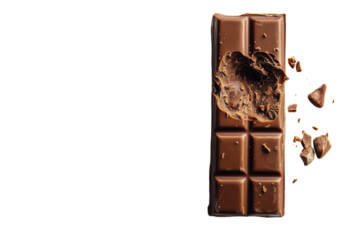A delicious milk chocolate bar partially eaten showing a creamy texture and rich brown color with