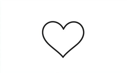 Simple black outline heart graphic on white background.  A basic,  minimalist heart shape, formed by a single, bold line