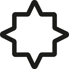 Geometric shape resembling a five-pointed star with triangular edges, rounded corners, and a thick outline.