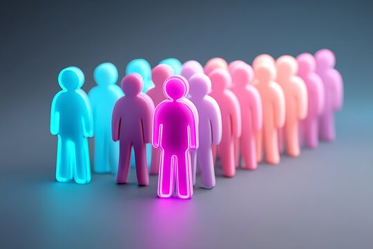 AI-powered marketing personas illuminating the path to targeted growth, isolated on a diffrent collers background, symbolizing futuristic strategies.