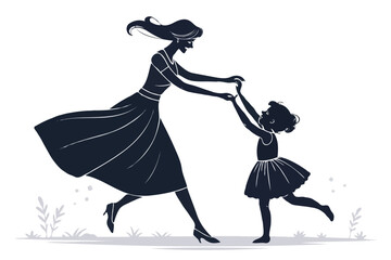 Mother’s Day Silhouette Vector of Pregnant Woman with Baby Bump, Heart, and Family Love – Motherhood Illustration for Greeting Cards and Emotional Design